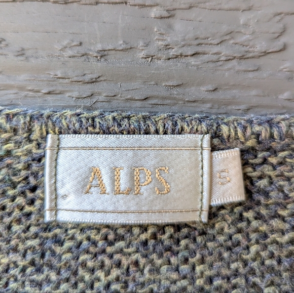 VTG 90s Alps Green Gray Knit Cotton Pullover Sweater Size Small - Picture 3 of 7